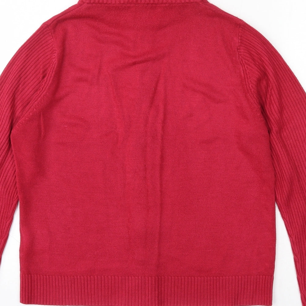 Ellie Louise  Womens Pink High Neck  Acrylic Full Zip Jumper Size S