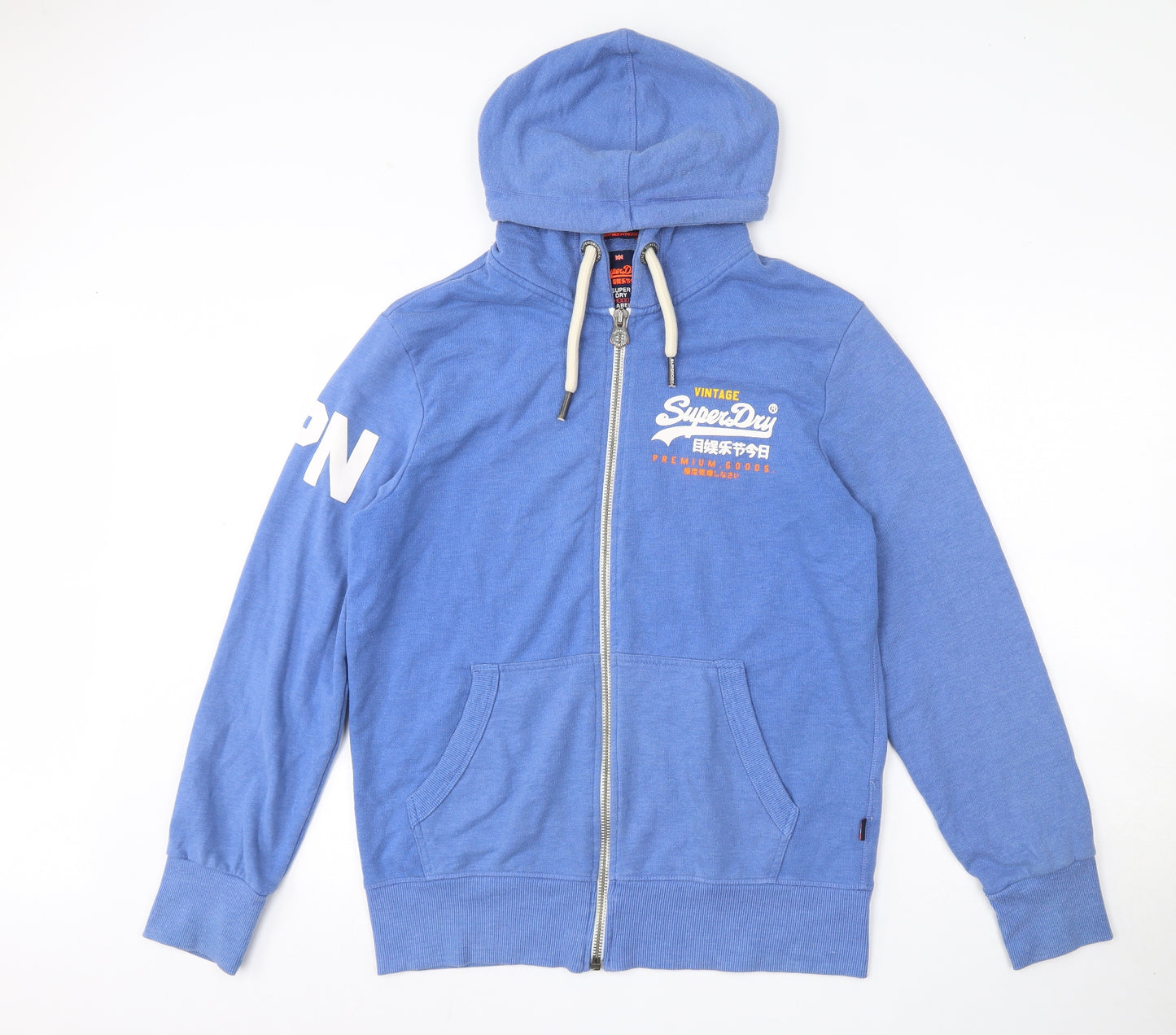 Superdry Mens Blue  Cotton Full Zip Hoodie Size XL