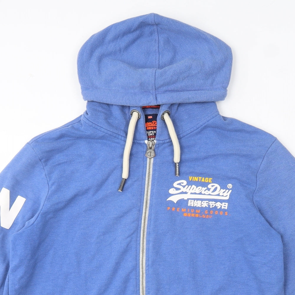 Superdry Mens Blue  Cotton Full Zip Hoodie Size XL