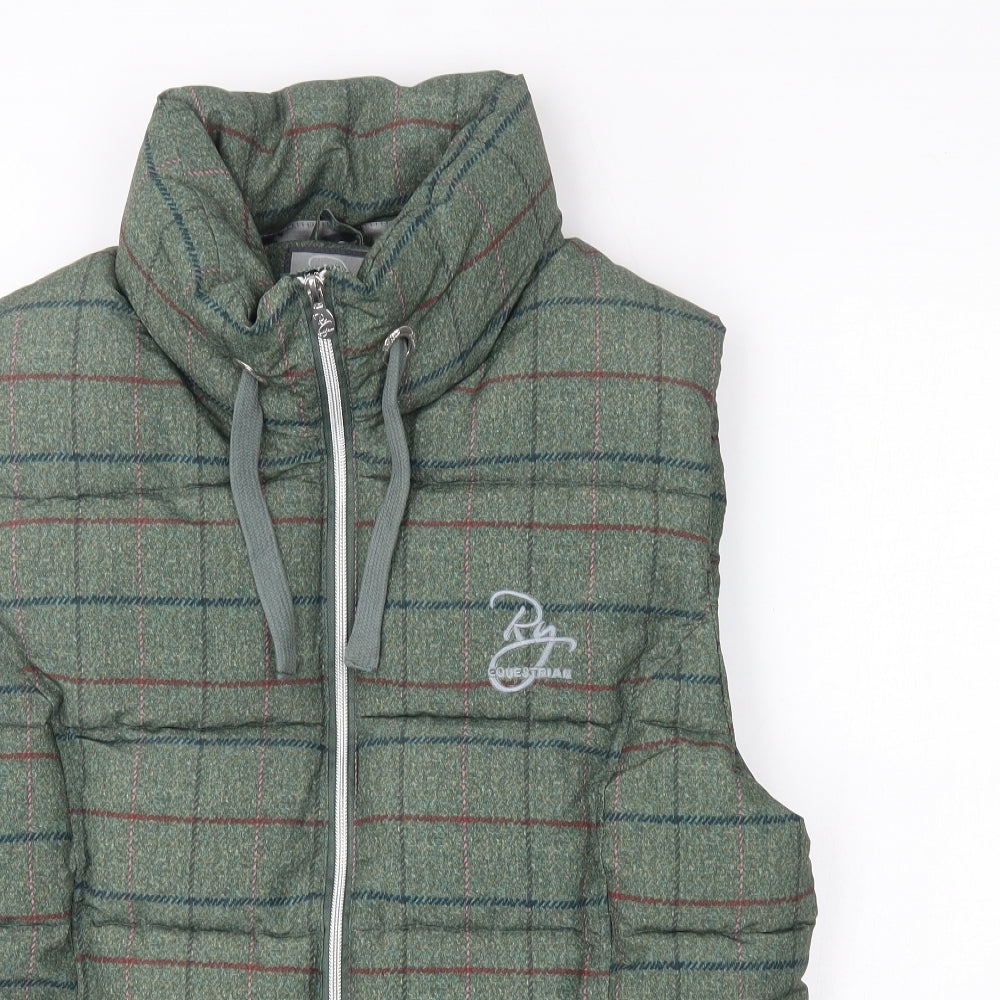 RY Equestrian Womens Green Plaid  Gilet Jacket Size 2XL  Zip