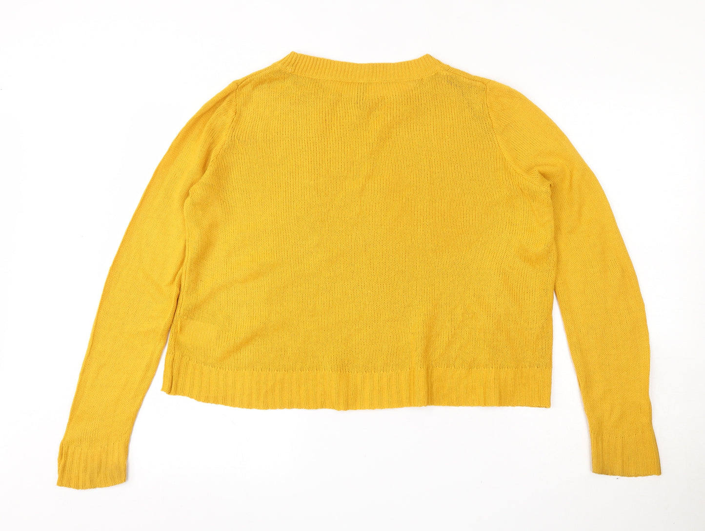 H&M Womens Yellow Round Neck  Acrylic Henley Jumper Size S