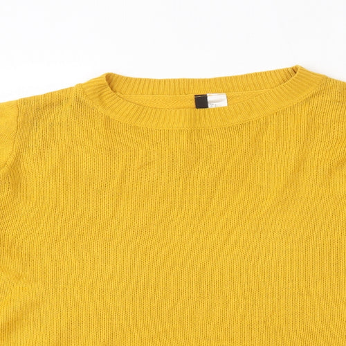 H&M Womens Yellow Round Neck  Acrylic Henley Jumper Size S