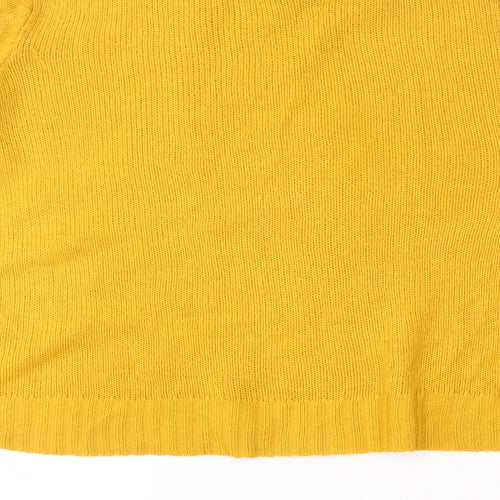 H&M Womens Yellow Round Neck  Acrylic Henley Jumper Size S