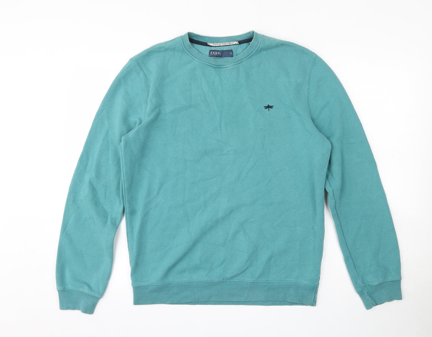 Easy Mens Green  Cotton Pullover Sweatshirt Size S
