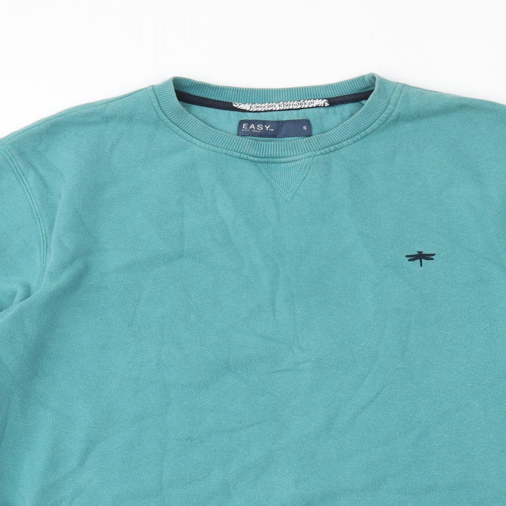 Easy Mens Green  Cotton Pullover Sweatshirt Size S