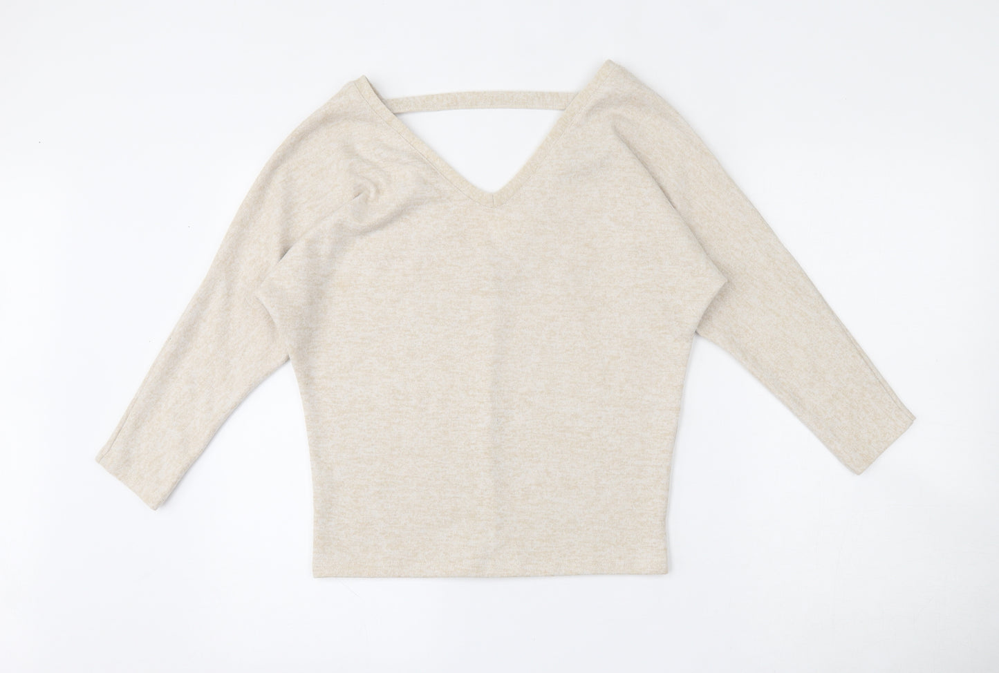 Dorothy Perkins Womens Beige V-Neck  Acrylic Pullover Jumper Size 8