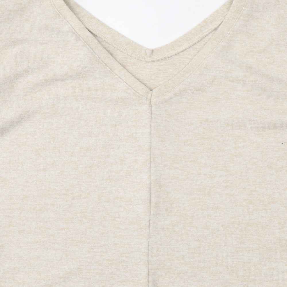 Dorothy Perkins Womens Beige V-Neck  Acrylic Pullover Jumper Size 8