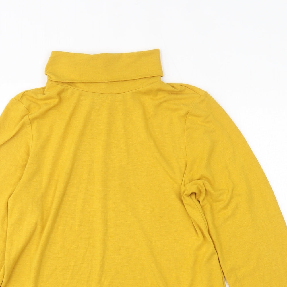 George Womens Yellow  Polyester Basic T-Shirt Size 10 Roll Neck