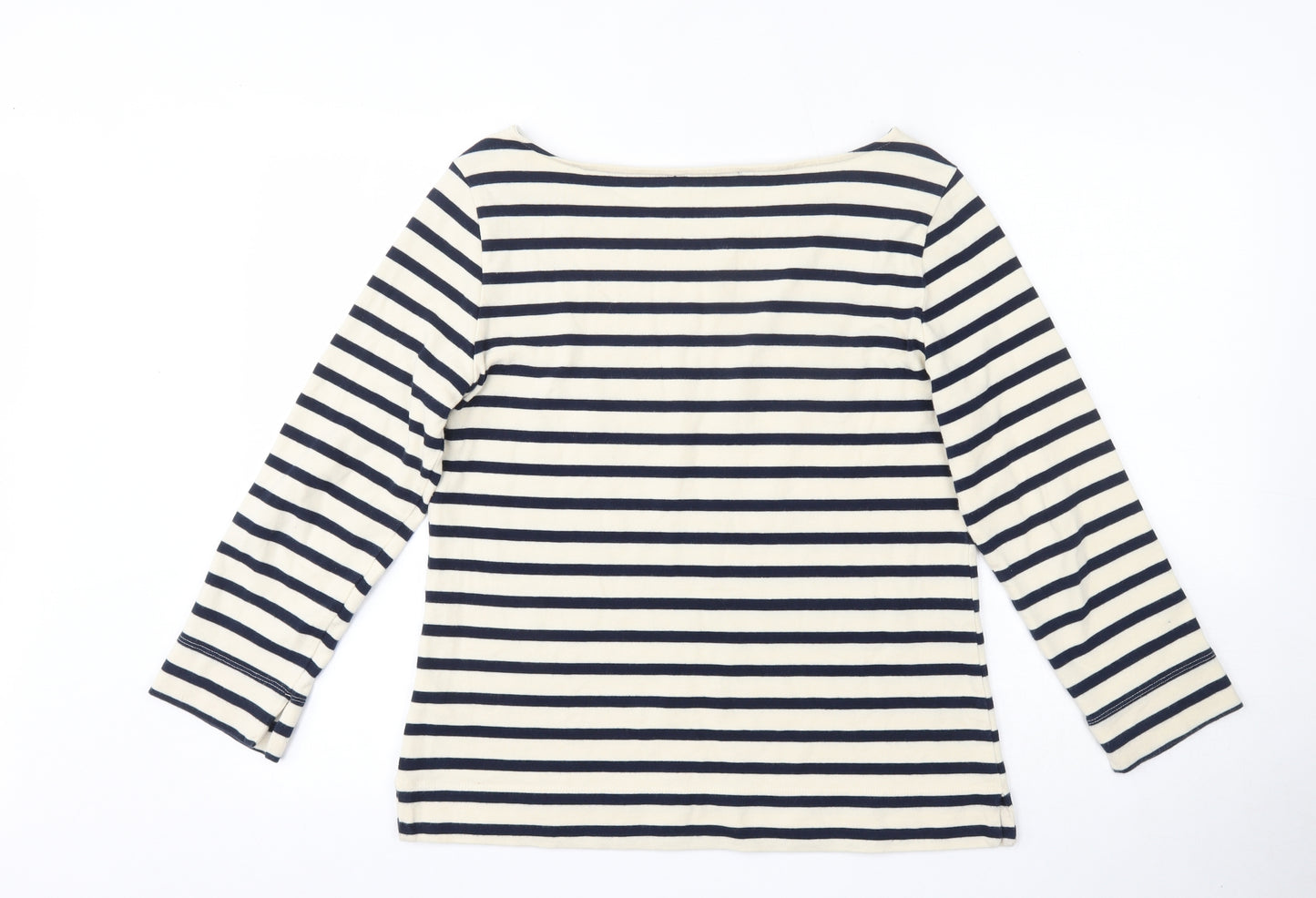 Jasper Conran Womens Beige Striped 100% Cotton Pullover Sweatshirt Size XL  Button