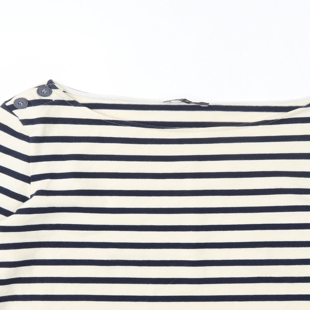 Jasper Conran Womens Beige Striped 100% Cotton Pullover Sweatshirt Size XL  Button