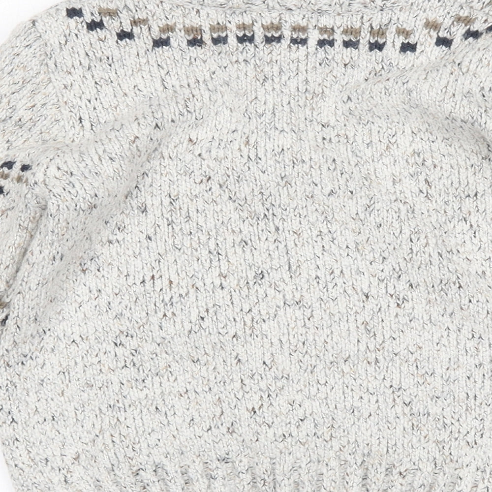 NEXT Boys Grey Round Neck  Cotton Pullover Jumper Size 5-6 Years  Button - christmas reindeer