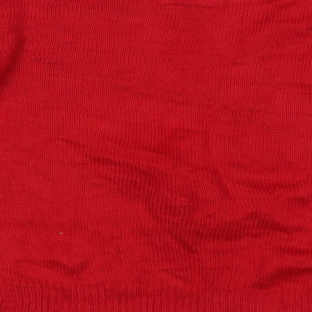 Primark Boys Red Round Neck Geometric Acrylic Pullover Jumper Size 7-8 Years   - Christmas reindeer