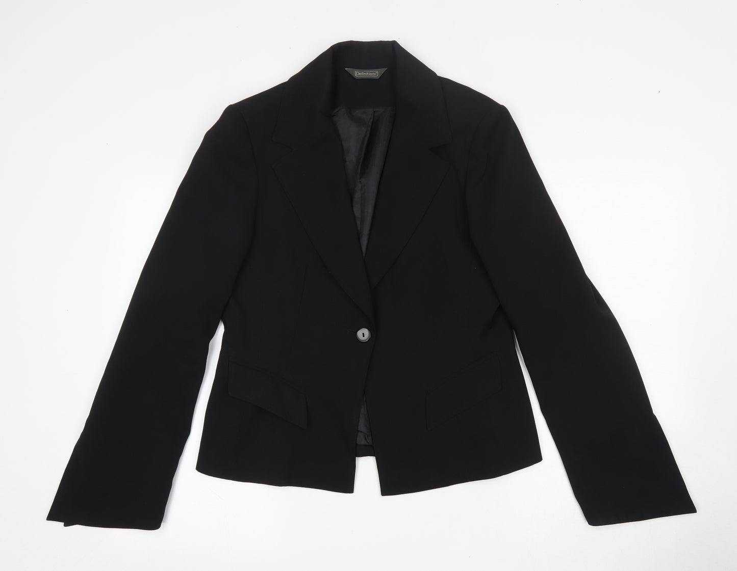 Definitions   Womens Black   Jacket Blazer Size 14  Button