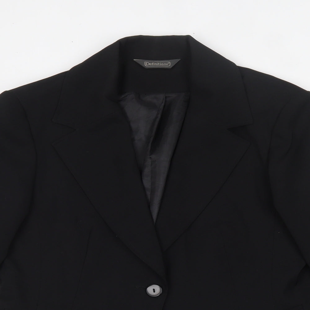 Definitions   Womens Black   Jacket Blazer Size 14  Button