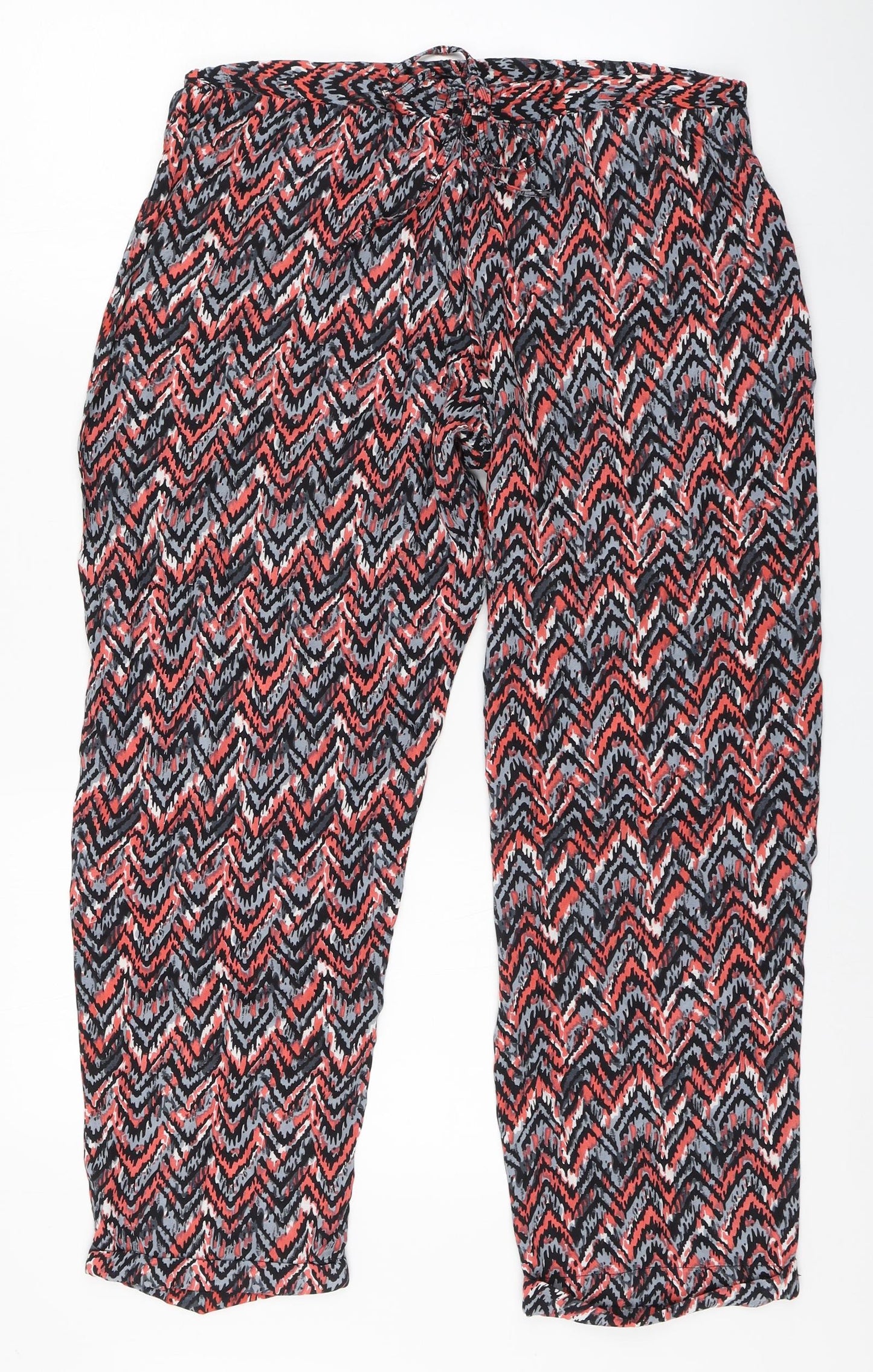 George Womens Multicoloured Geometric Viscose Harem Trousers Size 16 L27 in Regular Drawstring - Summer wear