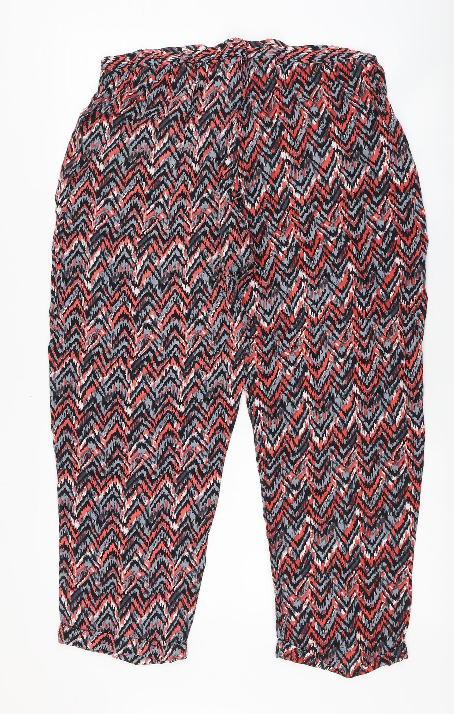 George Womens Multicoloured Geometric Viscose Harem Trousers Size 16 L27 in Regular Drawstring - Summer wear