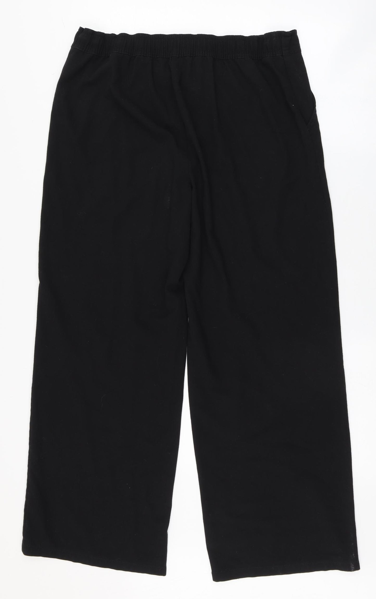 Papaya Womens Black  Polyester Trousers  Size 14 L29 in Regular Drawstring - Pockets
