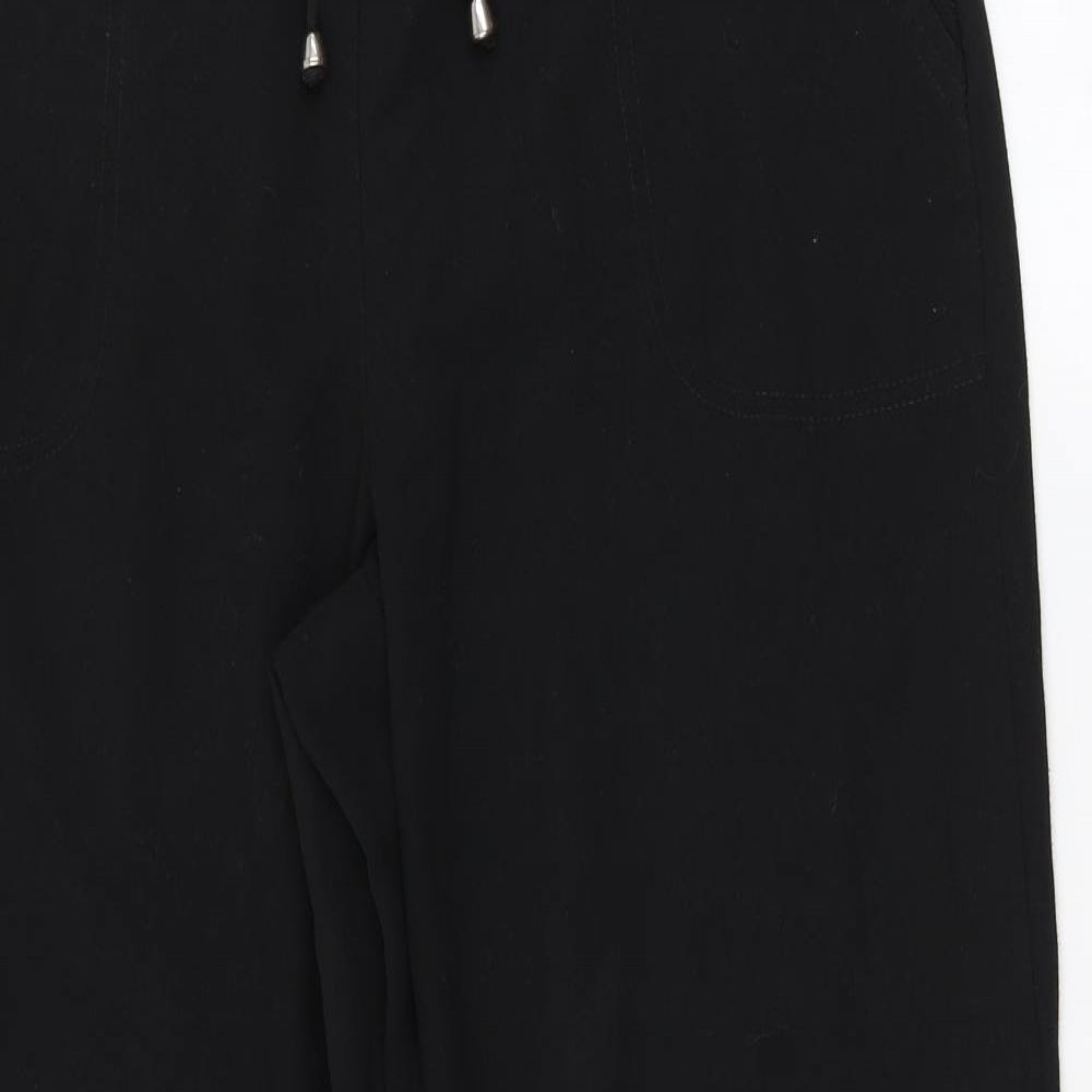 Papaya Womens Black  Polyester Trousers  Size 14 L29 in Regular Drawstring - Pockets