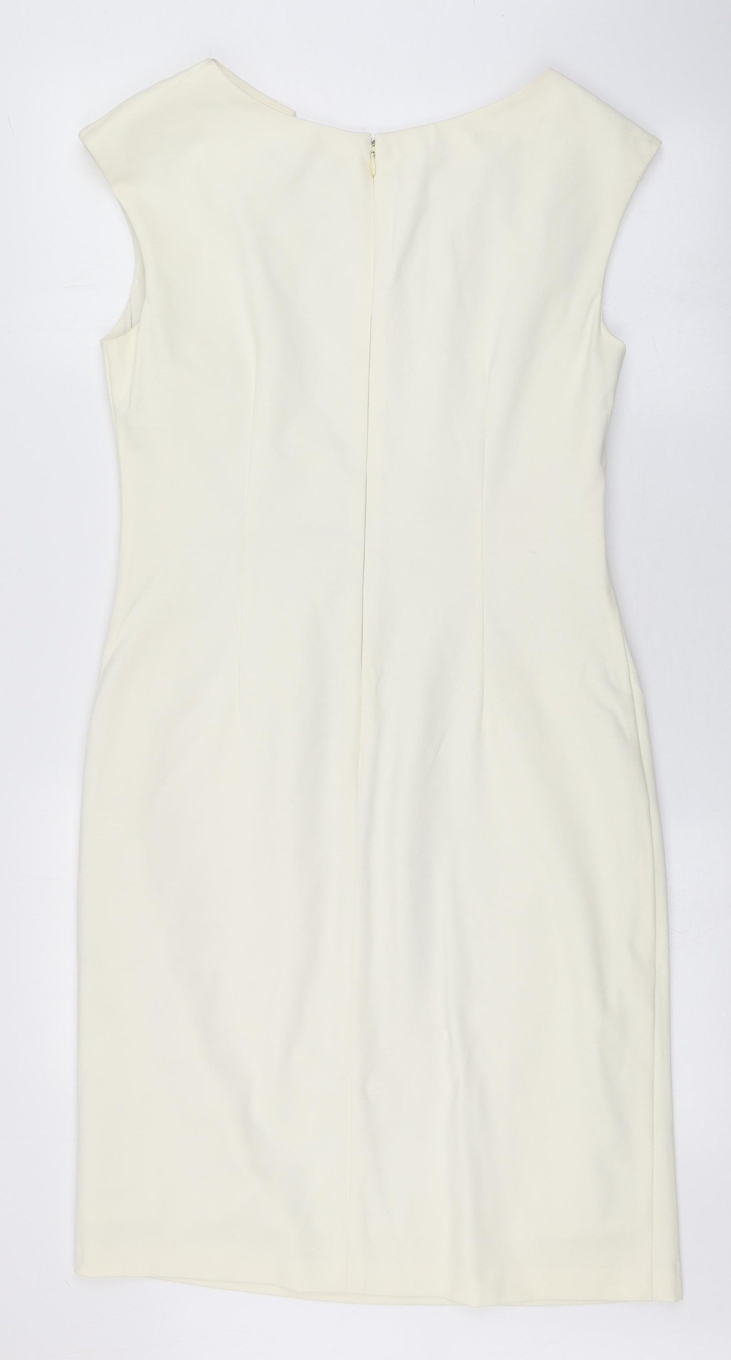 Le Chateau Womens Ivory  Rayon Pencil Dress  Size 14  Round Neck Zip - Occasion wear