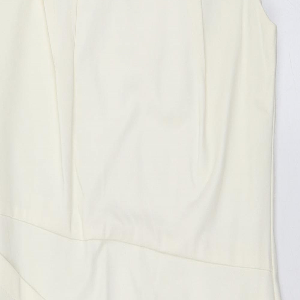 Le Chateau Womens Ivory  Rayon Pencil Dress  Size 14  Round Neck Zip - Occasion wear