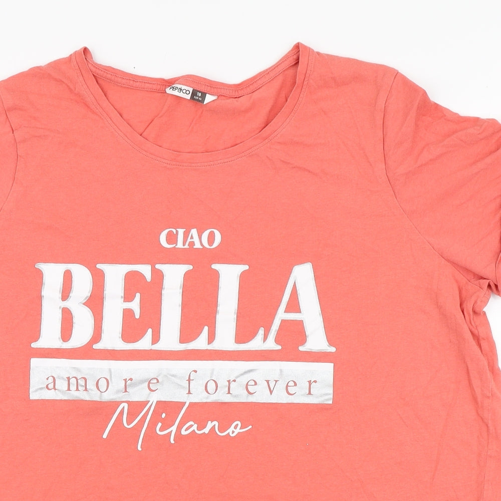 PEP & Co Womens Pink  100% Cotton Basic T-Shirt Size 18 Round Neck - Italy