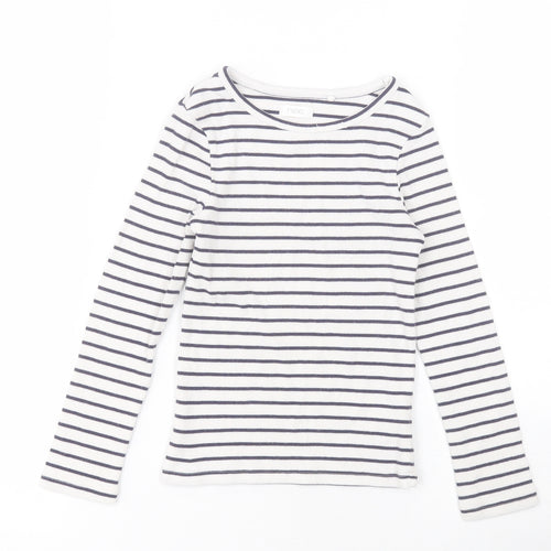 NEXT Girls White Striped Cotton Pullover T-Shirt Size 5 Years Round Neck Pullover