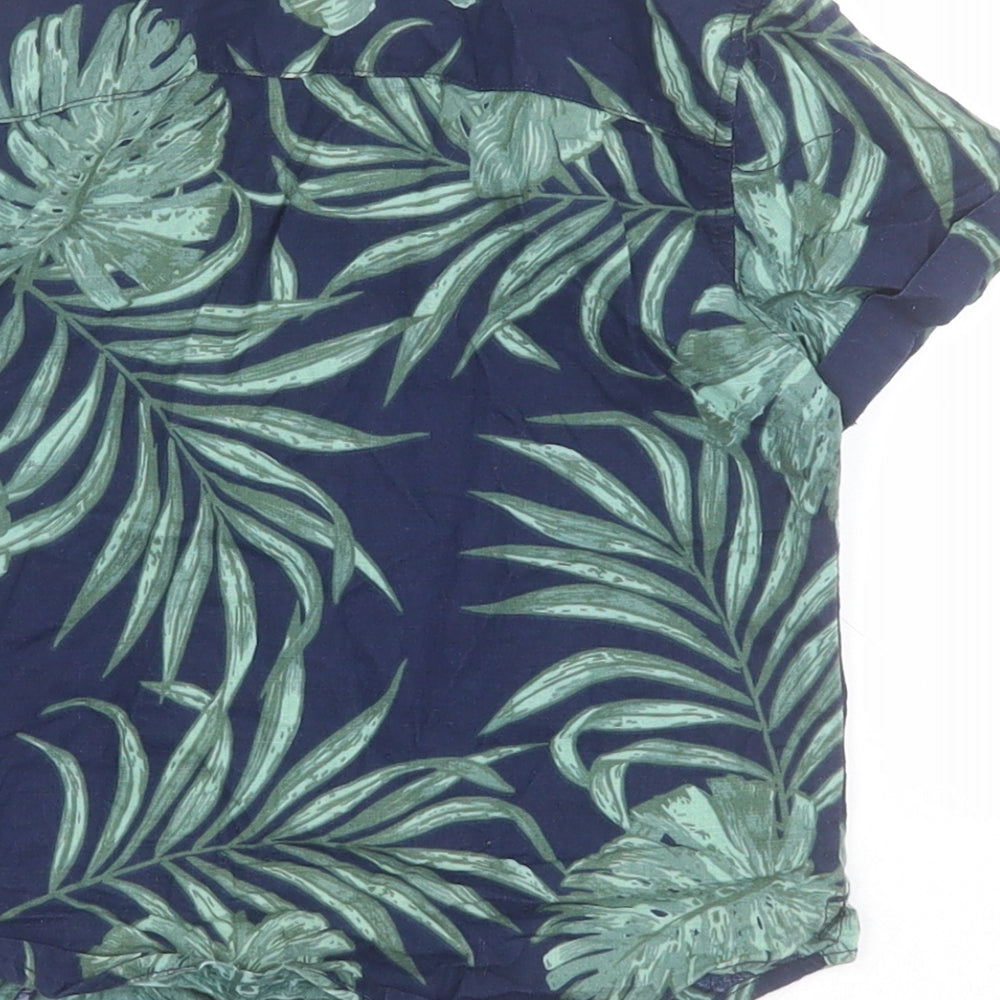 Primark Boys Blue  Cotton Basic Button-Up Size 2-3 Years Collared Button - Leaf