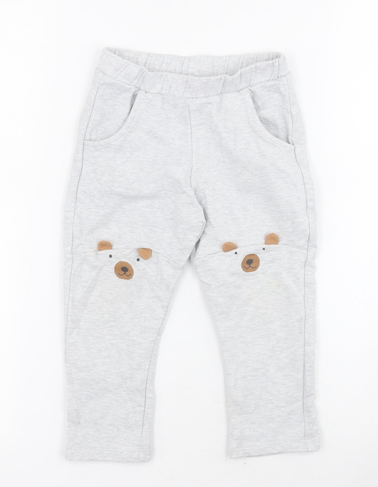 Marks and Spencer Baby Grey  Cotton Jogger Leggings Size 18-24 Months  Pullover - Bear