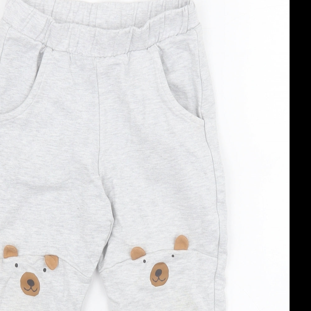 Marks and Spencer Baby Grey  Cotton Jogger Leggings Size 18-24 Months  Pullover - Bear
