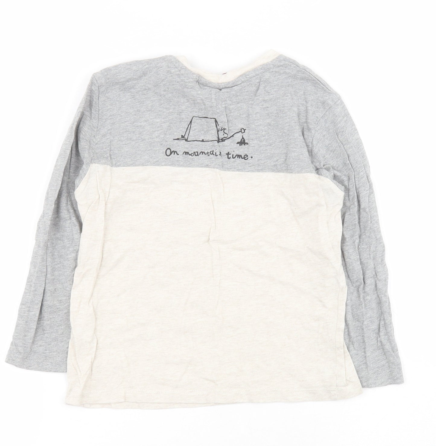 Zara Boys Grey  Cotton Basic T-Shirt Size 2-3 Years Round Neck Pullover - Peanuts