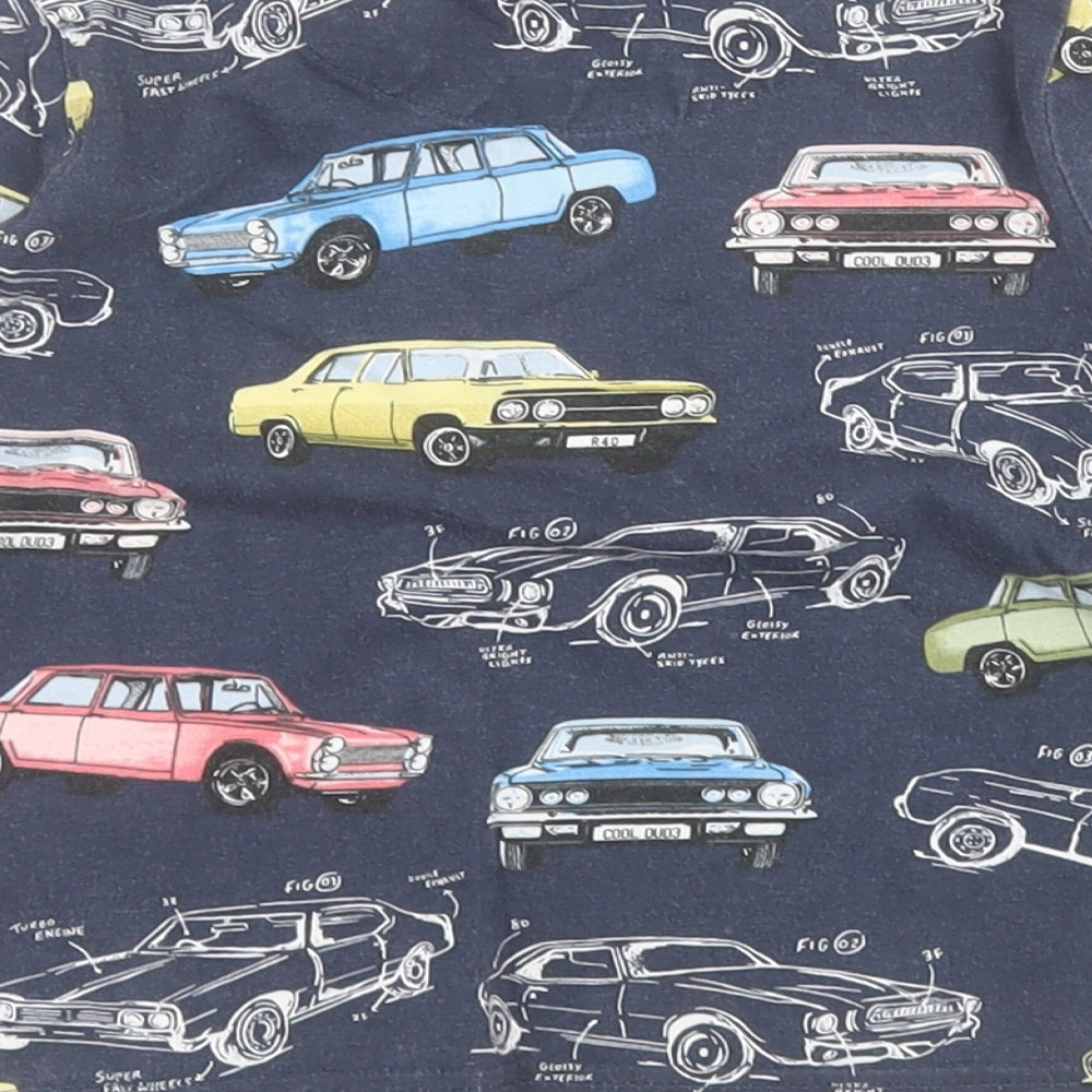 F&F Boys Blue  Cotton Pullover Polo Size 2-3 Years Round Neck Pullover - Cars