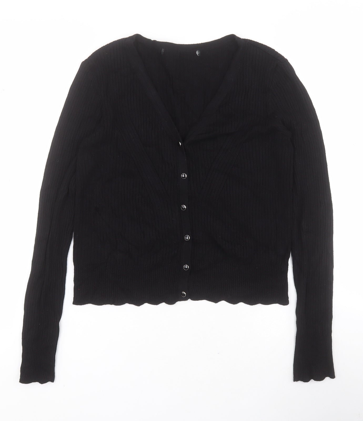 George Womens Black V-Neck  Viscose Cardigan Jumper Size S