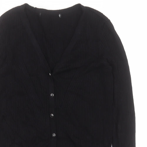 George Womens Black V-Neck  Viscose Cardigan Jumper Size S