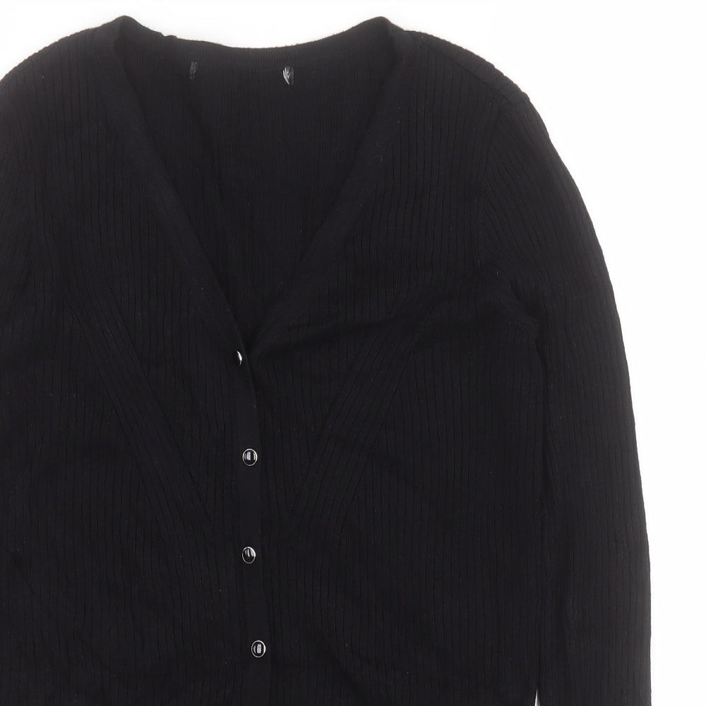 George Womens Black V-Neck  Viscose Cardigan Jumper Size S