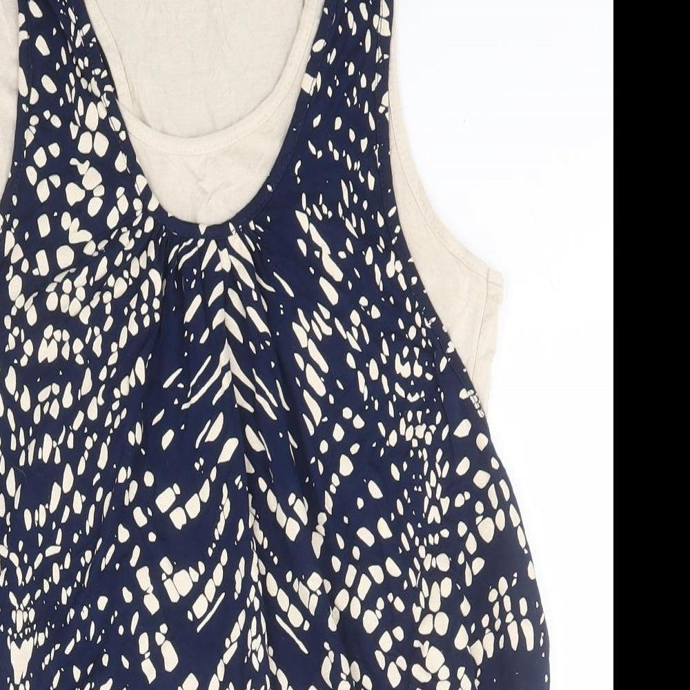 Style Womens Blue Polka Dot Viscose Basic T-Shirt One Size Scoop Neck
