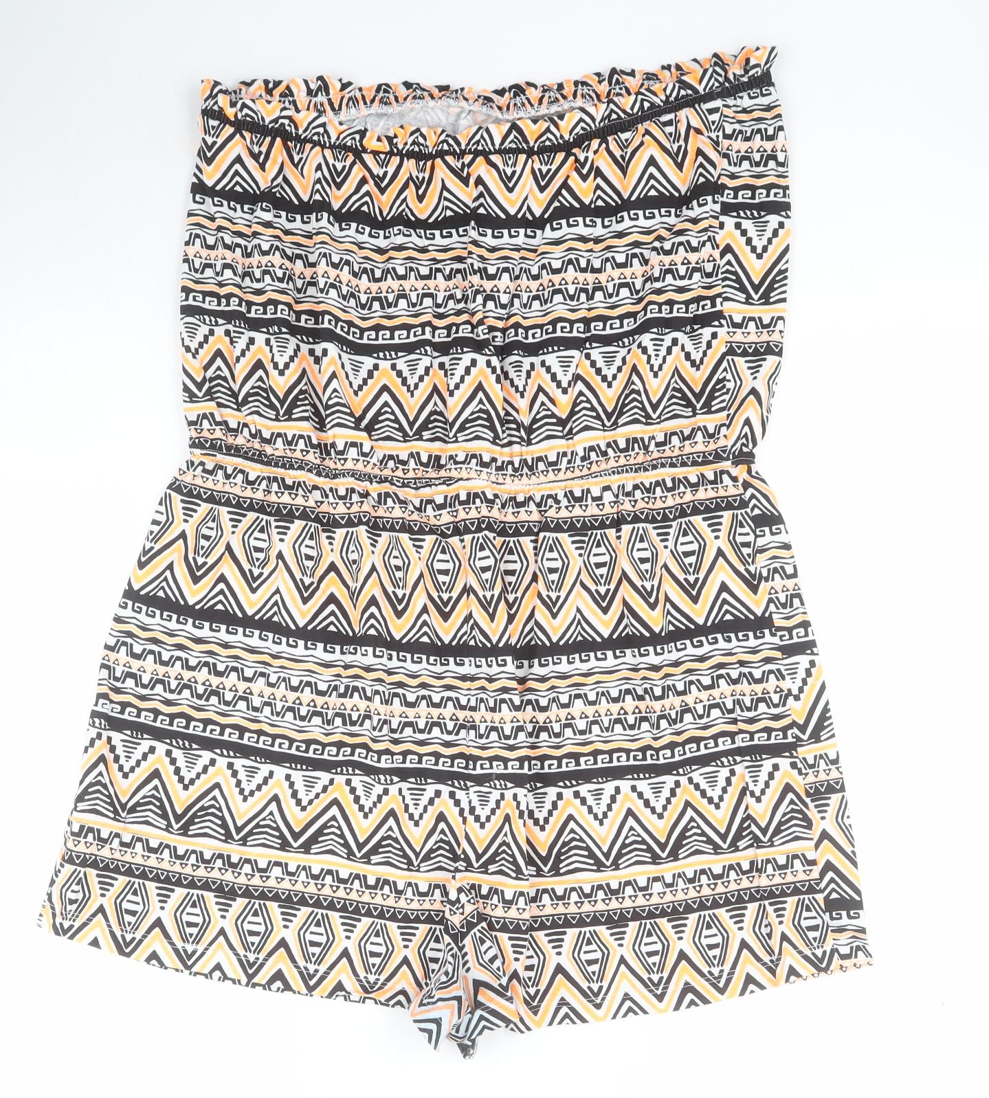 Papaya Womens Orange Batik 100% Cotton Playsuit One-Piece Size L L3 in Pullover