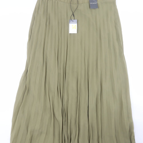 Primark Womens Green  Polyester Pleated Skirt Size 14