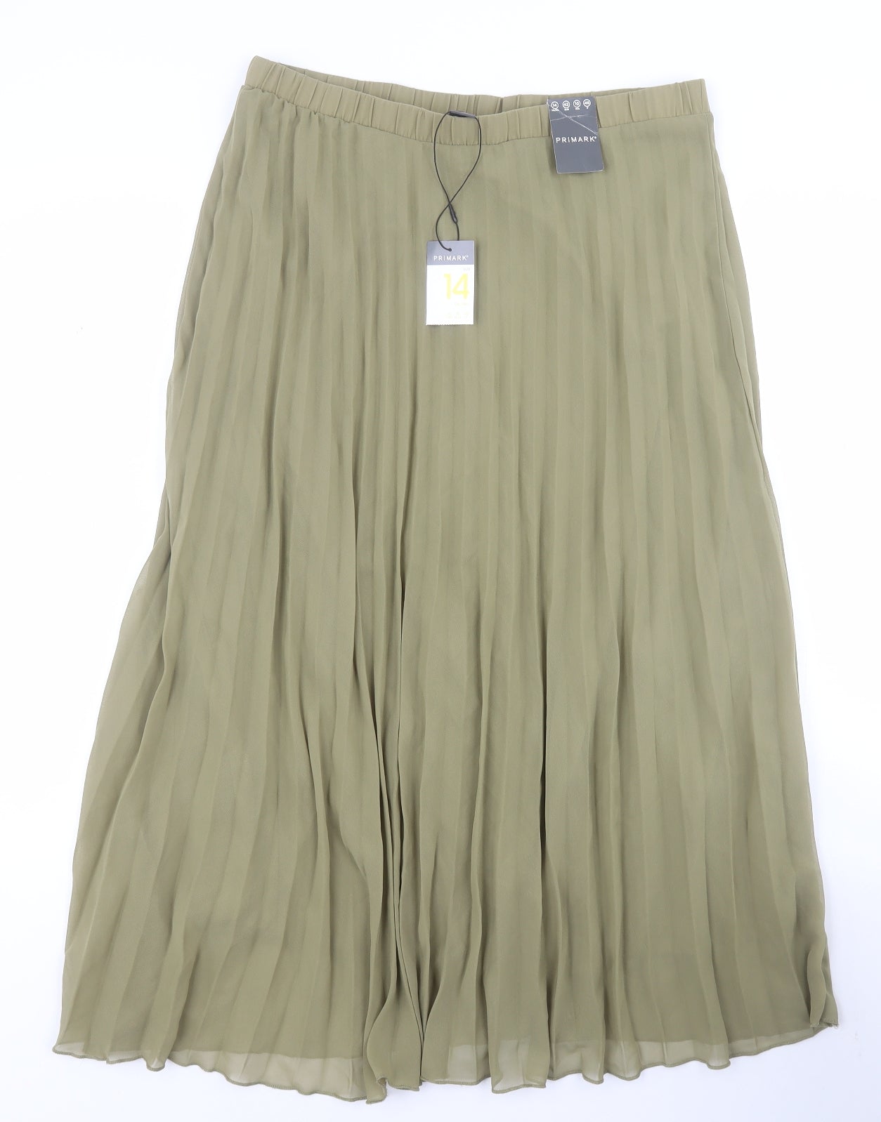 Primark Womens Green  Polyester Pleated Skirt Size 14