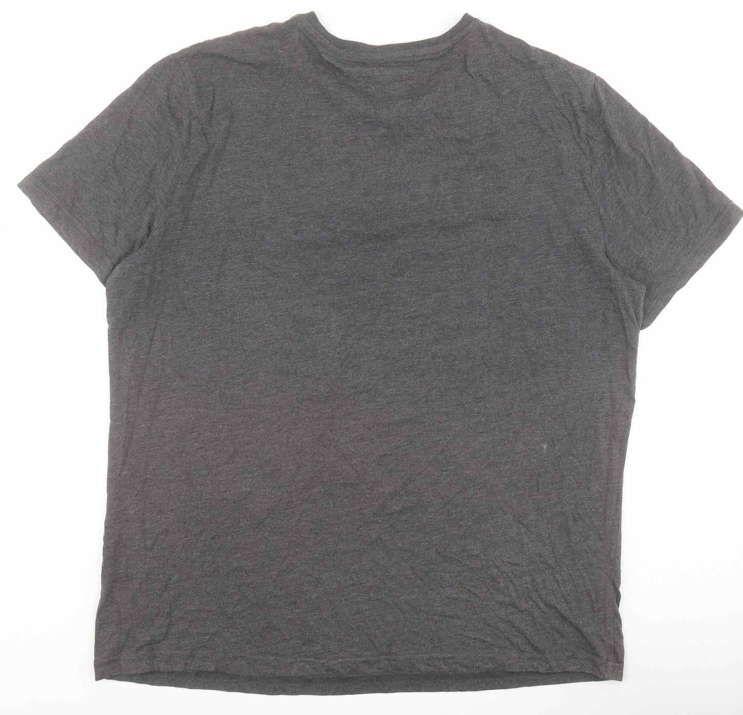 George Mens Grey  Cotton  T-Shirt Size XL Round Neck  - Skull