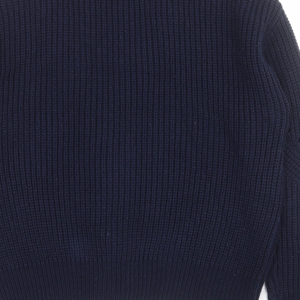 TU Womens Blue V-Neck  Acrylic Cardigan Jumper Size 12