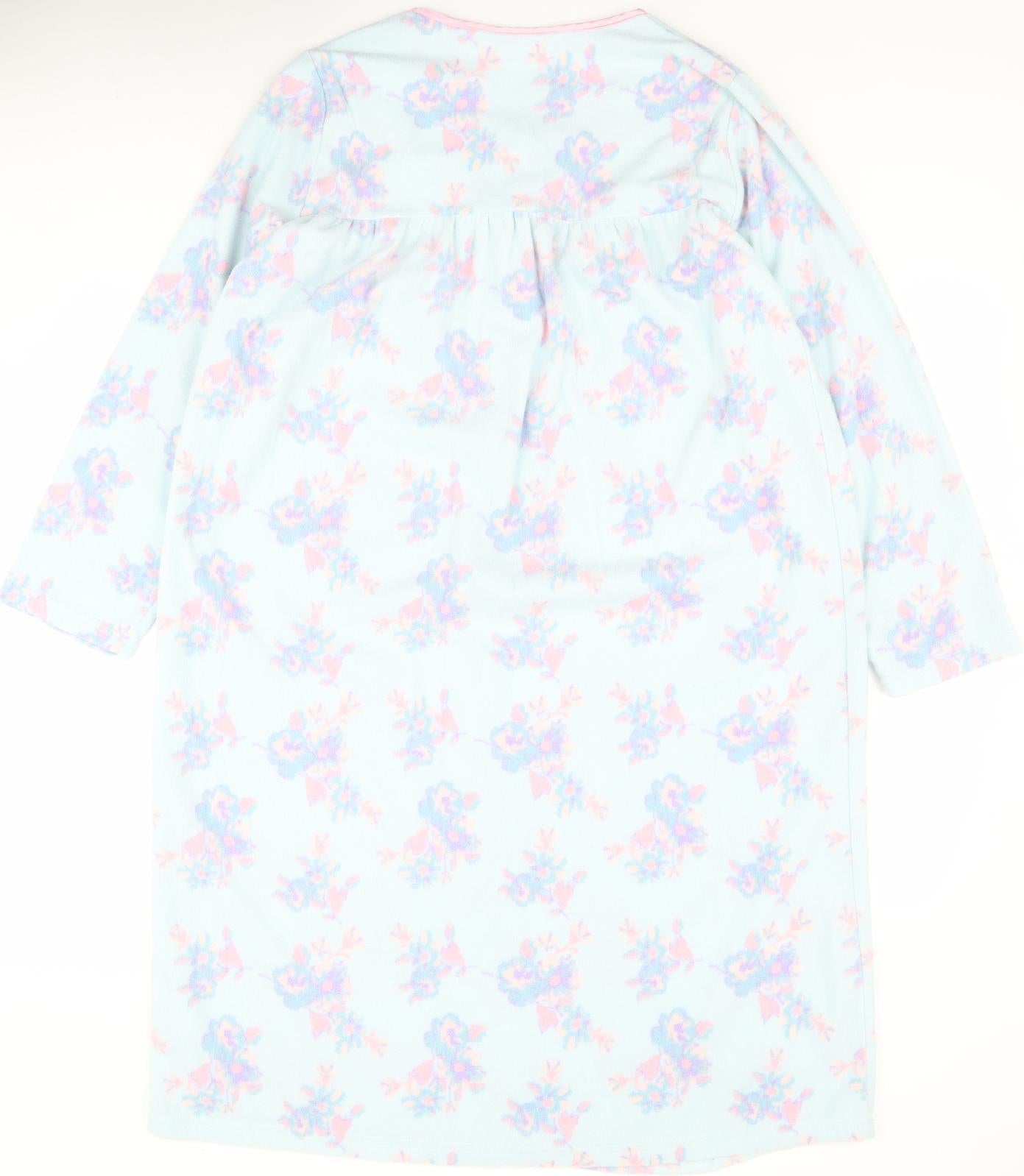 Lady Selena Womens Blue Floral Polyester Top Nightshirt Size 14   - 14 / 16