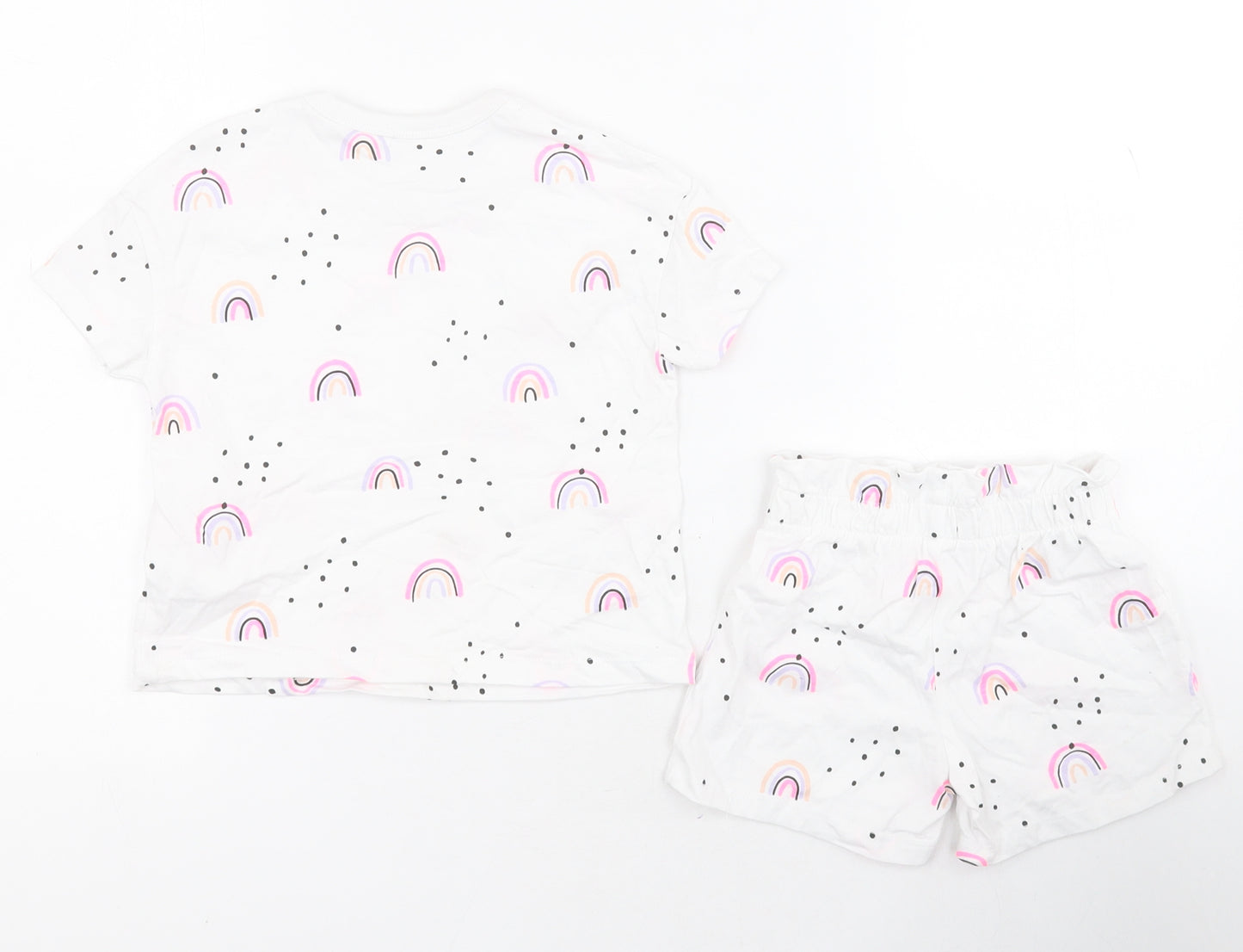 George Baby White  100% Cotton Dress Set Outfit/Set Size 18-24 Months  Pullover - Rainbows