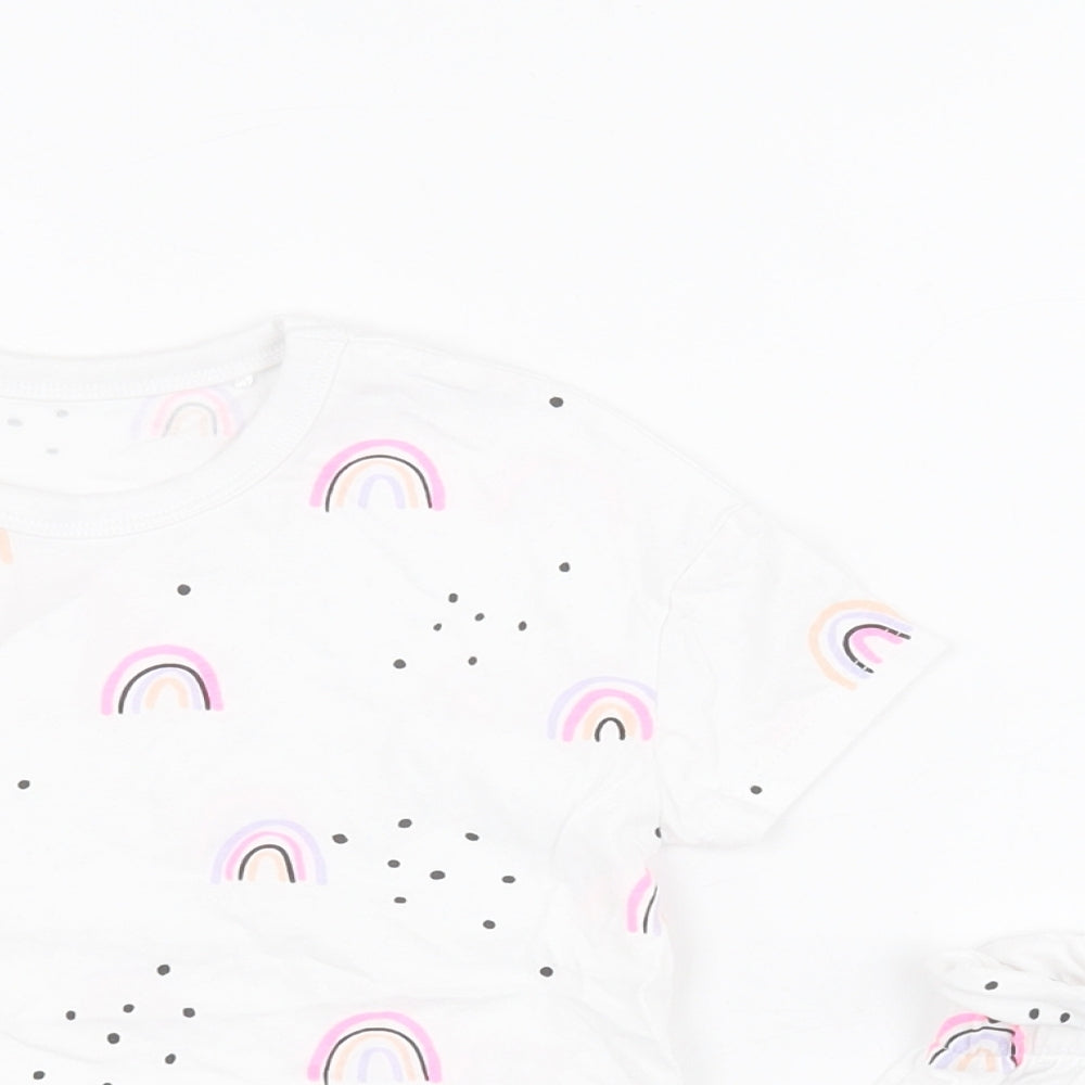 George Baby White  100% Cotton Dress Set Outfit/Set Size 18-24 Months  Pullover - Rainbows