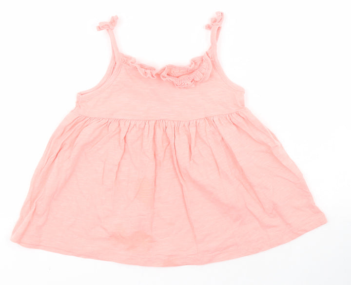 F&F Baby Pink Cotton Skater Dress Size 18-24 Months Square Neck Pullover