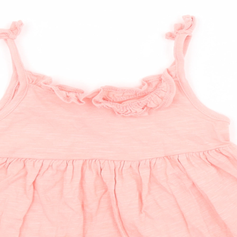 F&F Baby Pink  Cotton Skater Dress  Size 18-24 Months  Square Neck Pullover