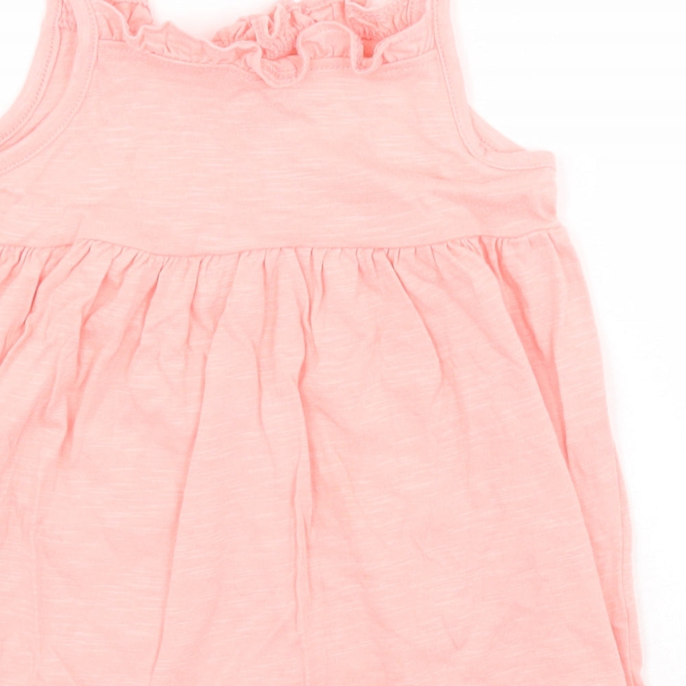 F&F Baby Pink  Cotton Skater Dress  Size 18-24 Months  Square Neck Pullover
