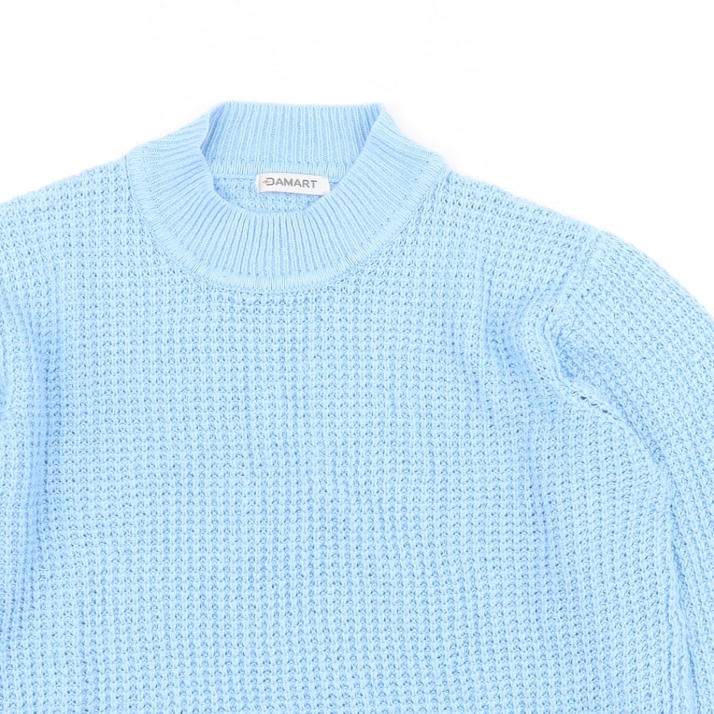 Damart Womens Blue High Neck  Acrylic Pullover Jumper Size M