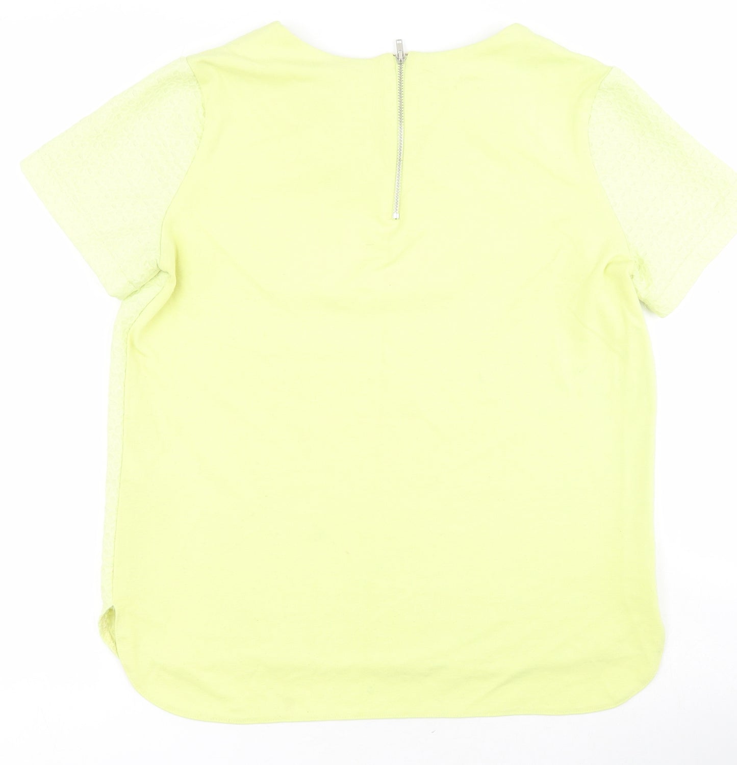 F&F Womens Yellow Floral Polyester Basic T-Shirt Size 10 Round Neck