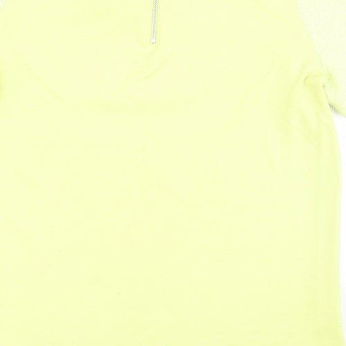 F&F Womens Yellow Floral Polyester Basic T-Shirt Size 10 Round Neck