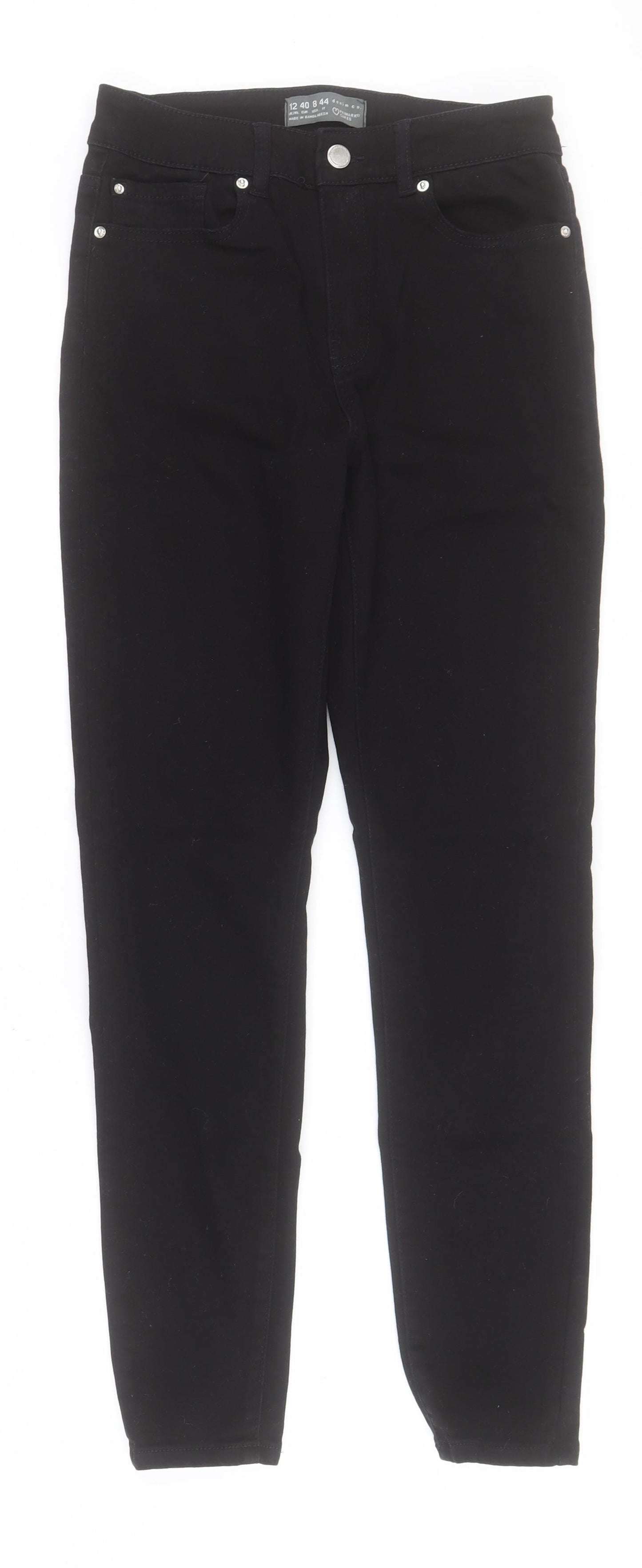 Primark Womens Black  Cotton Skinny Jeans Size 12 L28 in Regular Zip